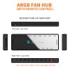 TUMMASTER,Y-09,ARGB Fan HUB, 9-Port 4 Pin PC Fan Controller, 5V-3Pin ARGB Fan Hub, Magnetic Suction, SATA Power Input,RF Remote ,Controller Support 9 ARGB PWM Fans Splitter,LED Light, Black view 3