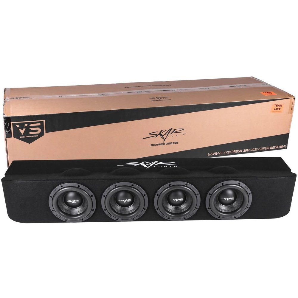 Skar Audio Quad 8" Loaded SVR Series Ported Subwoofer Enclosure Compatible with 2017-2025 Ford Super Duty (F-250/350/450) SuperCrew Cab Trucks