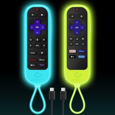 [2 Pack] Climberer Remote Case Cover Compatible with Roku Ultra 2024 / Roku Voice Remote Pro (2nd Edition) & Rechargeable Roku Pro, Glow in The Dark Makes it Easy to find