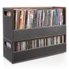 Faux Leather DVD & CD Storage Box - Movie Shelf Organizer for Blu-Ray, Video Game Cases, VHS Tape Display Stand, Disc Holder Can Store Up to 28 DVDs & 40 CDs view 1