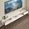 TV Stand Modern Floating TV Stand with 2 Drawers and 2 Doors, 78.7''/86.6'' Wall-Mounted TV Console, Under TV Shelf with Storage for Living Room Bedroom, White TV Cabinet(200 * 30 * 18cm) view 3