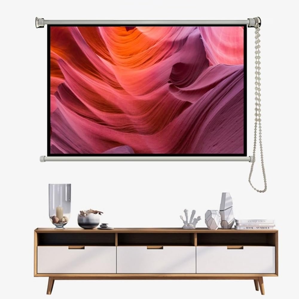 ZYXQQJ Manual Pull Down Projector Screen 40" 50" 60" Movie Screen 16:9 4:3 4K HD Retractable Ceiling Wall Mount Projection Screen(16:9,40")