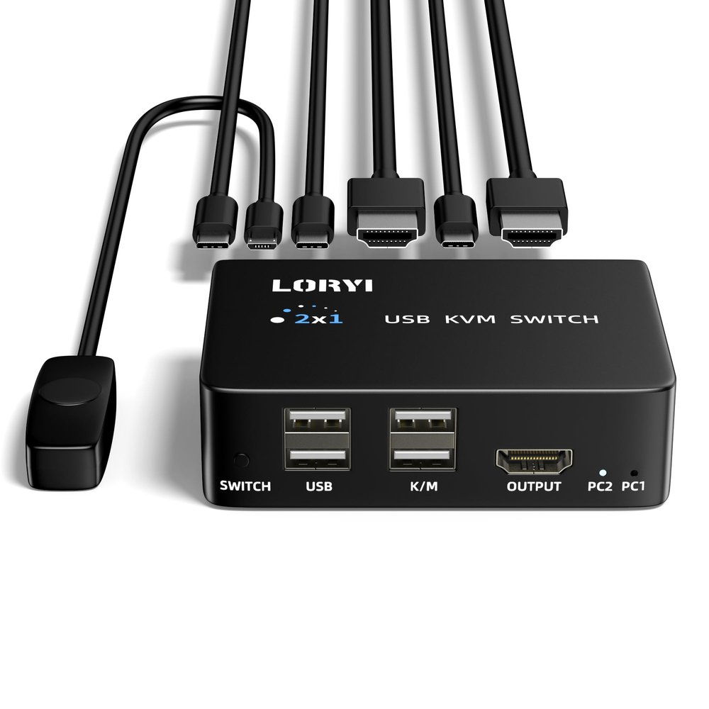 8K@60Hz HDMI KVM 2 Computers Share 1 Monitor 4 USB 2.0 Ports