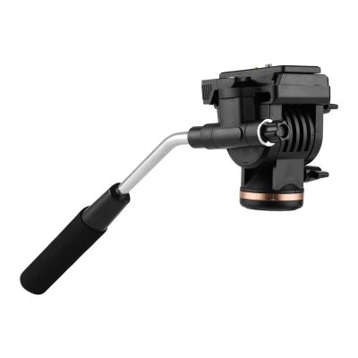 BORTT Panoramic Head for Tripod Professional Camera Video Fluid Drag Pan Head Damping Tripod Head 6kg Load Capacity with Handle 1/4 Inch Quick Release Plates Compatible with s Camcorders, Black