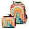 Backpack with Lunch Box Travel Backpack Abstact Rainbow Lunch Bag & Laptop Backpack Bookbag Insulated Lunchbox Freezable Lunch Bag Waterproof Daypack view 1