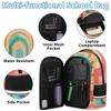 Backpack with Lunch Box Travel Backpack Abstact Rainbow Lunch Bag & Laptop Backpack Bookbag Insulated Lunchbox Freezable Lunch Bag Waterproof Daypack view 3