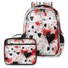 Backpack with Lunch Box Travel Backpack Love Heart Card Lunch Bag & Laptop Backpack Bookbag Insulated Lunchbox Freezable Lunch Bag Waterproof Daypack view 1