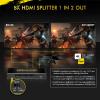 CORSAHD 8K@60Hz 4K@120Hz HDMI 2.1 Splitter 1 in 2 Out,48 Gbps,HDCP 2.3,Supports VRR,ALLM,HDCP Bypass,EDID,Duplicate/Mirror/Copy,Downscale,HDR,Dolby Vision Atmos,Soundbar view 2