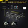 CORSAHD 8K@60Hz 4K@120Hz HDMI 2.1 Splitter 1 in 2 Out,48 Gbps,HDCP 2.3,Supports VRR,ALLM,HDCP Bypass,EDID,Duplicate/Mirror/Copy,Downscale,HDR,Dolby Vision Atmos,Soundbar view 4