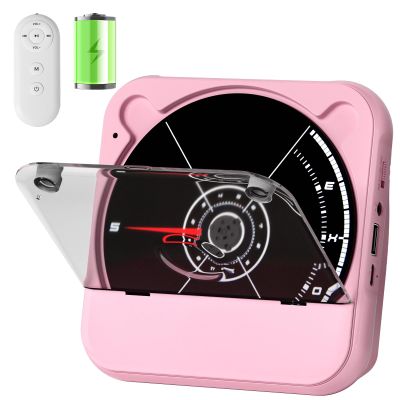 Portable CD Player with Bluetooth, Rechargeable Wireless Mini Desktop for Home with HiFi Speaker, Cute CD Player Remote Control, LCD Display, Supports CD/FM Radio/USB/AUX/Timer/Repeat, Pink