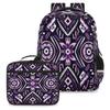 Backpack with Lunch Box Travel Backpack Geometric Flower Lunch Bag & Laptop Backpack Bookbag Insulated Lunchbox Freezable Lunch Bag Waterproof Daypack view 1