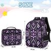 Backpack with Lunch Box Travel Backpack Geometric Flower Lunch Bag & Laptop Backpack Bookbag Insulated Lunchbox Freezable Lunch Bag Waterproof Daypack view 2