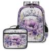 Backpack with Lunch Box Travel Backpack Watercolor Natural Flower Lunch Bag & Laptop Backpack Bookbag Insulated Lunchbox Freezable Lunch Bag Waterproof Daypack view 1