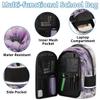 Backpack with Lunch Box Travel Backpack Watercolor Natural Flower Lunch Bag & Laptop Backpack Bookbag Insulated Lunchbox Freezable Lunch Bag Waterproof Daypack view 3