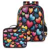 Backpack with Lunch Box Travel Backpack Colorful Heart Lunch Bag & Laptop Backpack Bookbag Insulated Lunchbox Freezable Lunch Bag Waterproof Daypack view 1