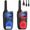 Wishouse Walkie Talkies for Kids Adults - Long Range Rechargeable 2 Way Radios,Gift,Hiking Accessories Camping Gear with Lamp,SOS Siren,NOAA Weather Alert,VOX,Easy to Use Red Blue 2 Pack view 1