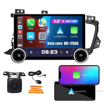 Display Knobs CarPlay/Android Auto Autoradio Android AM/FM Radio Car Navigation Stereo Player GPS 11.8" QLED Touch Screen BT WiFi 2 Din Headunit Tablet for Kia Optima 2011-2013 Octa Core 8G+256G