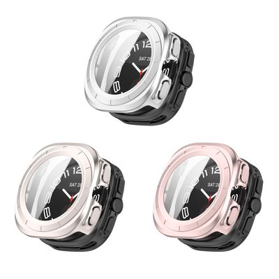 3Pack Compatible for Samsung Galaxy Watch 7 Ultra 47mm Screen Protector Case, All-Round PC Case Compatible for Galaxy Watch 7 Ultra 47mm Smartwatch (Silver/Starlight/Pink)