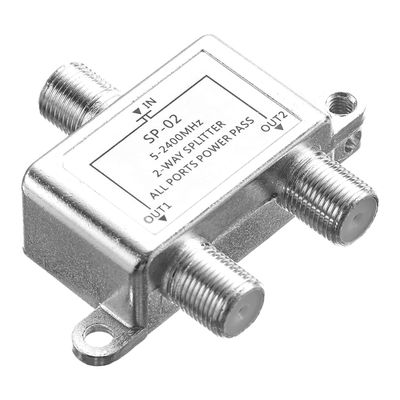 Beuiouer Digital 2 Way Coaxial Cable Splitter 5-2400MHz, RG6 Compatible, Work with Analog/Digital TV Connections and Internet, Silver, 500317624