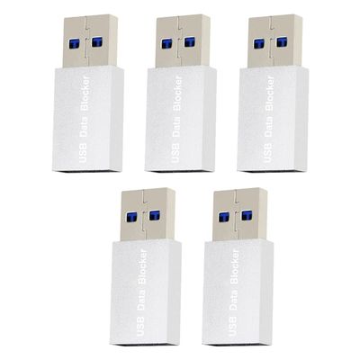 Beuiouer 5PCS USB Data Blocker Charge-Only USB Blocker Adapter for Blocking Data Sync Protect Against Juice Jacking Silver