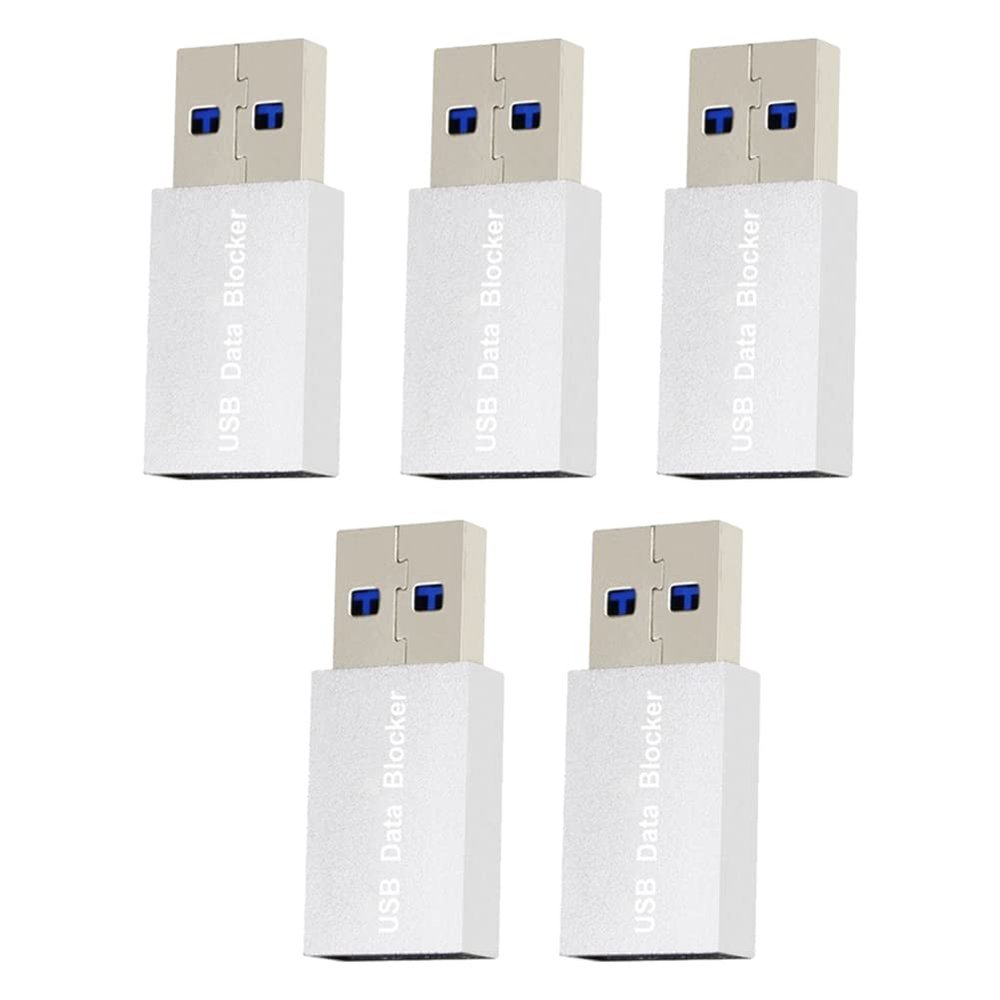 Beuiouer 5PCS USB Data Blocker Charge-Only USB Blocker Adapter for Blocking Data Sync Protect Against Juice Jacking Silver