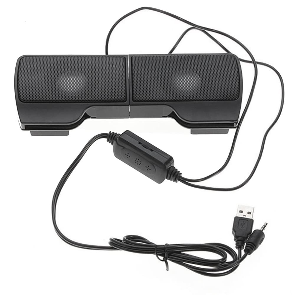 Beuiouer Mini Portable USB Stereo Speakers Line Controller Soundbar for Laptop Mp3 Phone Music Player PC with Clip