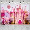 ASDCXZ 10x8ft Princess Castle Backdrop Pink Purple Floral Girl Birthday Photography Background Kids Birthdays Newborn Baby Shower Banner Decorations Wedding Party Portrait Photo Booth Prop view 3