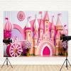 ASDCXZ 10x8ft Princess Castle Backdrop Pink Purple Floral Girl Birthday Photography Background Kids Birthdays Newborn Baby Shower Banner Decorations Wedding Party Portrait Photo Booth Prop view 4
