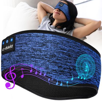 LC-dolida Sleep Headphones Wireless Bluetooth Headbands, Women Sports Earphones Sweat Head Bands, Over-Ear Headphones Headbands for Women's Hair Ultra-Thin Perfect for Side Sleepers Workout Yoga