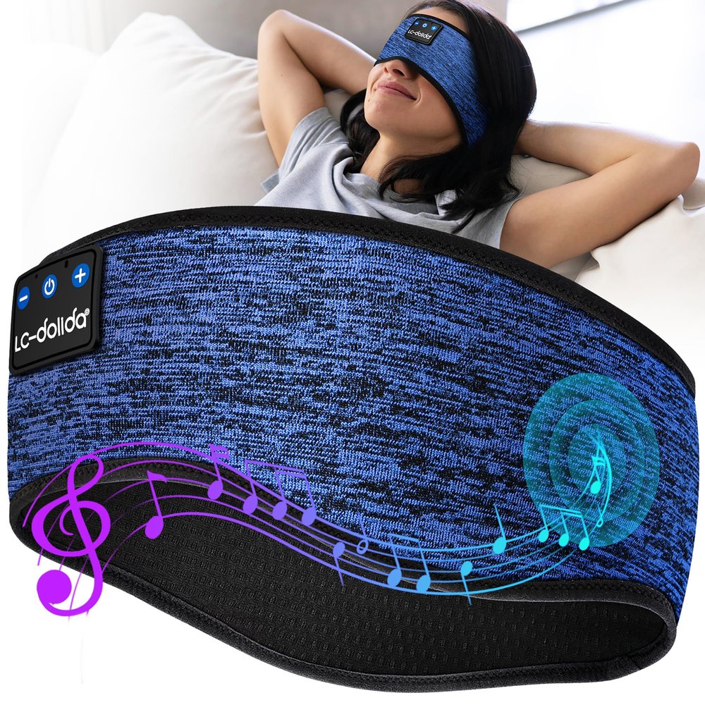 LC-dolida Sleep Headphones Wireless Bluetooth Headbands, Women Sports Earphones Sweat Head Bands, Over-Ear Headphones Headbands for Women's Hair Ultra-Thin Perfect for Side Sleepers Workout Yoga