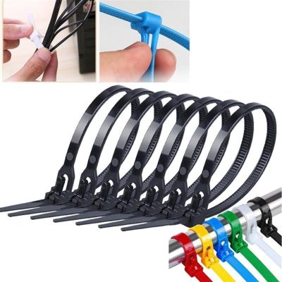 DirectNine Basics 100 PCS Buckle Self-Locking Premium Nylon Cable Wire Ties, Releasable Zip Ties, Adjustable Zip Ties Straps, Reusable Plastic Nylon Cable Ties, Nylon Strap with Buckle, 8x150mm, Black