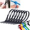 DirectNine Basics 100 PCS Buckle Self-Locking Premium Nylon Cable Wire Ties, Releasable Zip Ties, Adjustable Zip Ties Straps, Reusable Plastic Nylon Cable Ties, Nylon Strap with Buckle, 8x150mm, Black view 1