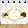ASDCXZ 10x8ft Mi Bautizo Backdrop Baptism God Bless First Holy Communion Photography Background Gold Cross Peace Dove Newborn Baby Shower Banner Decorations Boy Girl Portrait Photo Booth Prop view 2