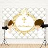 ASDCXZ 10x8ft Mi Bautizo Backdrop Baptism God Bless First Holy Communion Photography Background Gold Cross Peace Dove Newborn Baby Shower Banner Decorations Boy Girl Portrait Photo Booth Prop view 4