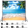Pnylzzyxh Summer Tropical Beach Backdrop Blue Sea Sky White Clouds Palm Trees Backdrop Theme Portrait Photography Background Holiday Photo Video Studio Props Banner 15x10ft view 3