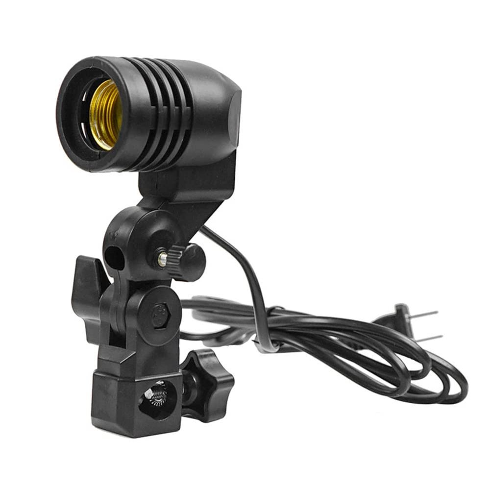 Beuiouer 1 PCS Light Lamp Photo Studio E27 AC Socket Photography 1.8M Cable Cord Bulb Stand with Umbrella Holder Bulb Mount Black Lamp Holder US Plug