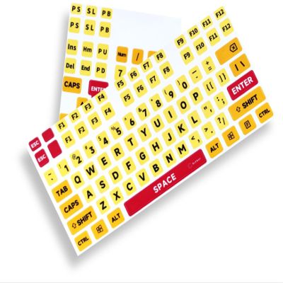 BLEWAY Large Print Computer Keyboard Sticker, High Contrast Keyboard Sticker with Oversized Print Letters for Visually Impaired Low Vision Individuals (Yellow+Black), Extra Large Symbols