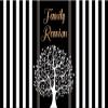 Pnylzzyxh Family Reunion Large Backdrop Family Tree Leaves Welcome to Our Family Members Black White Stripes Photography Background Gathering Golden Party Decorations Banner Photo Booth Props 12x10ft view 2