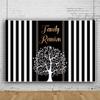 Pnylzzyxh Family Reunion Large Backdrop Family Tree Leaves Welcome to Our Family Members Black White Stripes Photography Background Gathering Golden Party Decorations Banner Photo Booth Props 12x10ft view 3