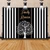 Pnylzzyxh Family Reunion Large Backdrop Family Tree Leaves Welcome to Our Family Members Black White Stripes Photography Background Gathering Golden Party Decorations Banner Photo Booth Props 12x10ft view 4