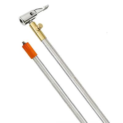Beuiouer Extended Portable Air Compressor Tire Inflator Replacement Hose with Stainless Steel Mesh for Protection, Air Pump Tube, Fine Workmanship, Silver&Orange