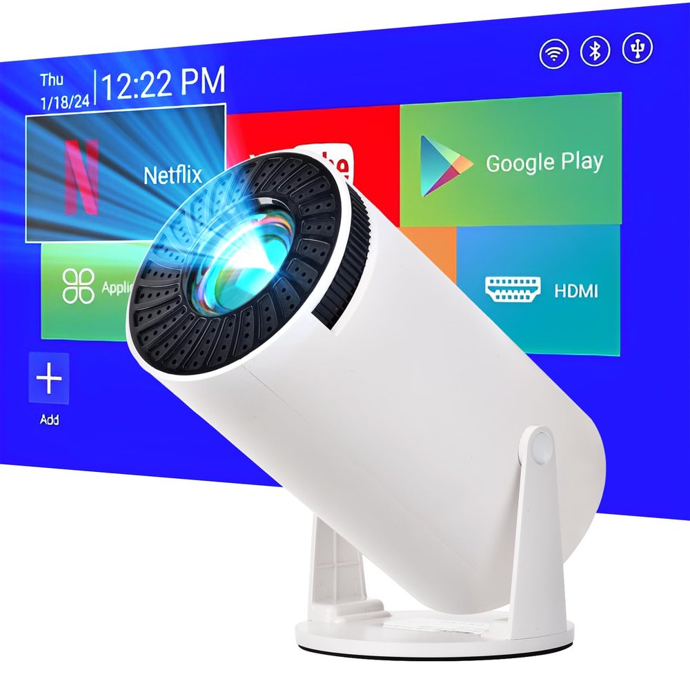 Mini portable smart tv video Projector true 4K support with WiFi and Bluetooth,1080P, Android 11.0 OS,180 Rotatable,Netflix, YouTube, HDMI, USB flash driver,iPhone and Android Phone laptop Compatible