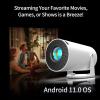 Mini portable smart tv video Projector true 4K support with WiFi and Bluetooth,1080P, Android 11.0 OS,180 Rotatable,Netflix, YouTube, HDMI, USB flash driver,iPhone and Android Phone laptop Compatible view 3