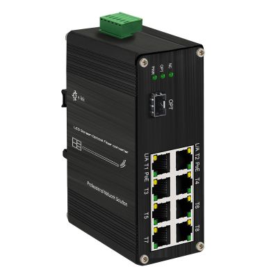Steloproad Industrial 8 Port LED Screen PoE Network Transceivers with 1x10G SFP+ Fiber Port, 10/100/1000M Ethernet RJ45 Ports Fiber Media Converter, Full/Half Duplex auto-negotiation Used in pairs