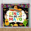 Pnylzzyxh Cinco De Mayo Backdrop Mexico Fiesta Photo Backdrop Stripes Sombrero Guitar Cactus Taco Chilly Avocado Photography Backdrop for Fiesta Party Decorations Banner Studio Props 12x10ft view 4