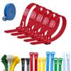 100PCS Buckle Self-Locking Premium Nylon Cable Wire Ties,Cable Ties Reusable Zip Ties,Releasable Nylon Cable Tie,Nylon Strap with Buckle,Adjustable Wire Ties for Office Home Garden (Red, 5 * 250mm) view 1