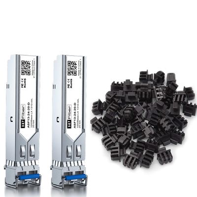 2 Pack 1000Base-LX Transceiver with 50 Pack SFP Dust Cover, Single Mode SFP LC Module for Cisco GLC-LH-SMD and More, SMF, 1310nm, 20km, DDM