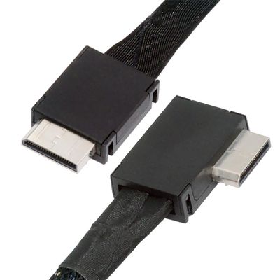 NFHK Left Angled 90 Degree OcuLink PCIe 4.0 PCI-Express SFF-8611 4i to SFF-8611 Data Active Cable for eGPU SSD 50cm