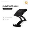 FKMBD Adjustable 316L Stainless Steel Fold Watch Buckle 18mm 20mm 22mm Double Lock Button Safety Clasp For Rubber Stainless Wristband(Black,22mm) view 2