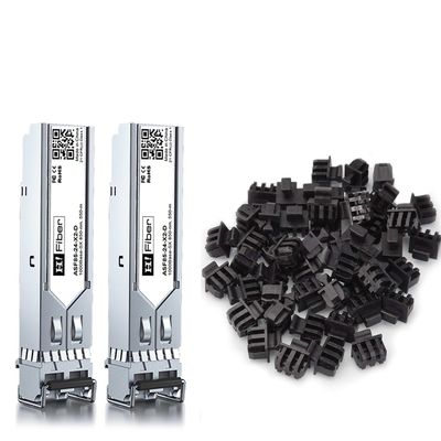 2 Pack 1000Base-SX Transceiver with 50 Pack SFP Dust Cover, 1.25G Multimode SFP LC Module for Cisco GLC-SX-MMD, Meraki, Ubiquit and More (MMF 850nm,550m,DDM)